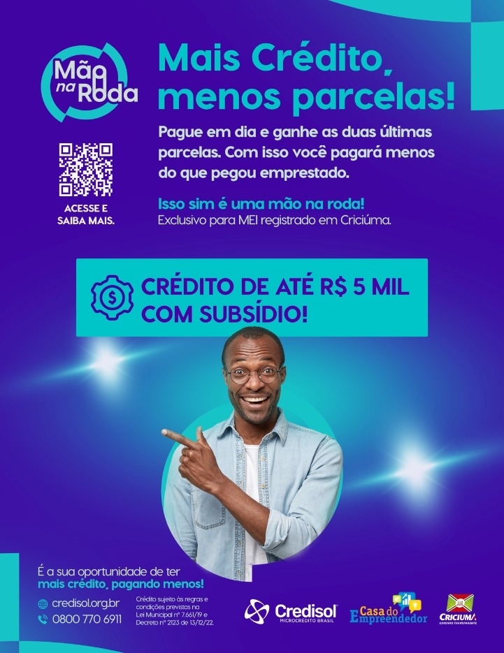 Imagem do post Programa de crédito Mão na Roda injeta mais de R$ 850 mil na economia de Criciúma. 